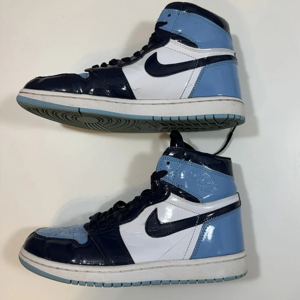 Air Jordan Sneakers Blue Chill High Top OG Patent Men's Size 8 Retro Vibe